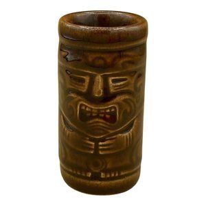 Tiki Farm Mini Micro Tiki 3.5" Shot Glass Brown Glaze